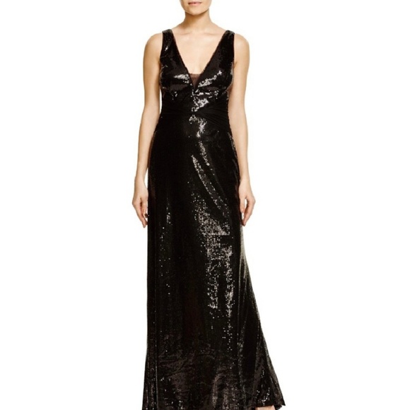 Vera Wang  V Neck Sequin Gown - Picture 2 of 8